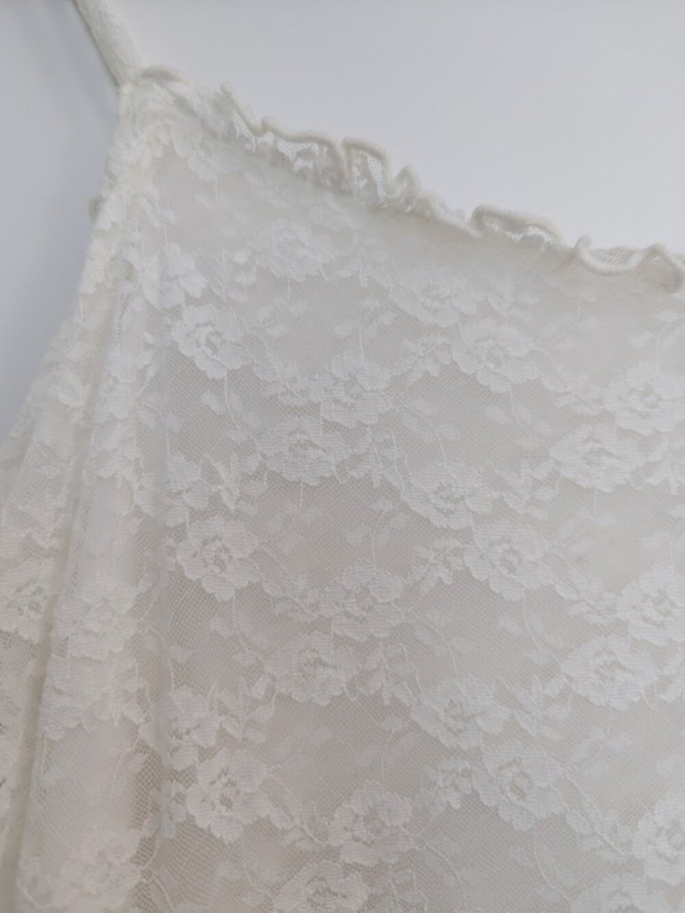 Ivory White Stretch Lace Midi Dress Adjustable Straps Romantic Lined Dress - Picture 6 of 16